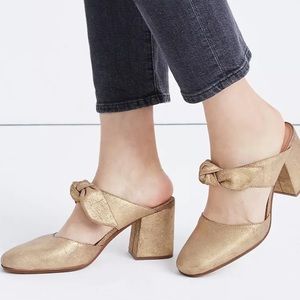 The Zoe Bow Mule in Metallic Leather by Madewell